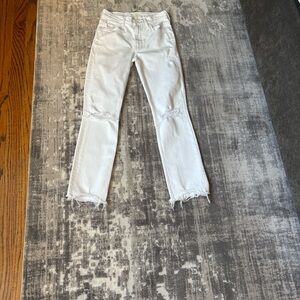 MOTHER White Distressed Flirt Ankle Crew Jeans Sz: 24